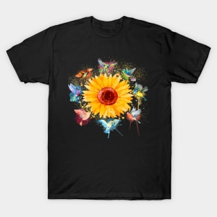 Colorful Sunflower Birds Costume Gift T-Shirt